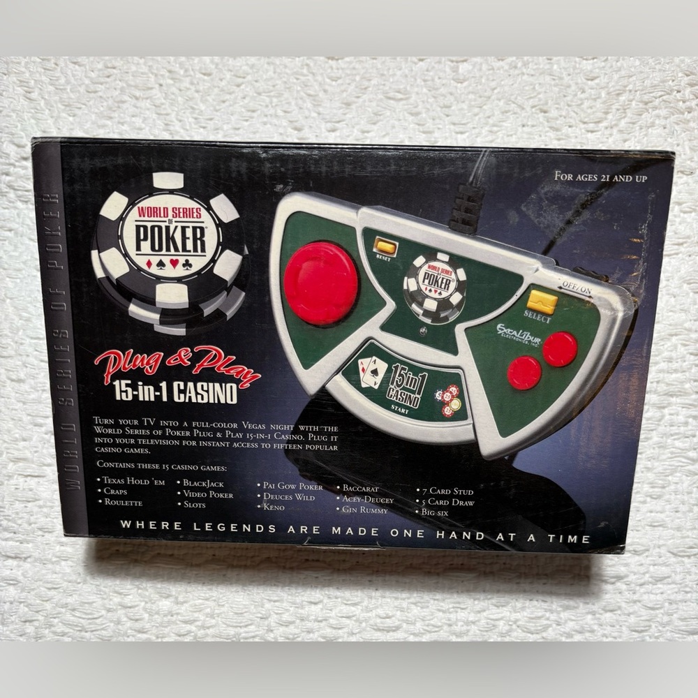 NIB World Series of Poker Plug & Play 15-in-1 Casino Video Game